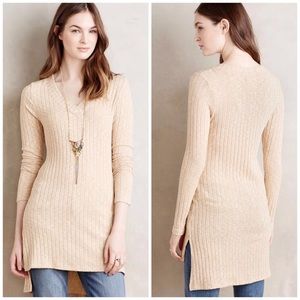 Anthropologie Deletta Ribbed V Neck Tunic